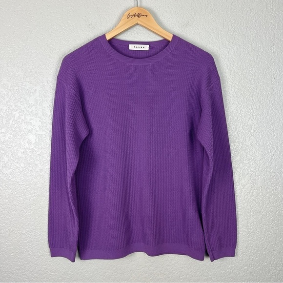 Falke Organic Cotton Textured Knit Sweater, Lavender Purple S – Crew Neck, Prep - Picture 2 of 9